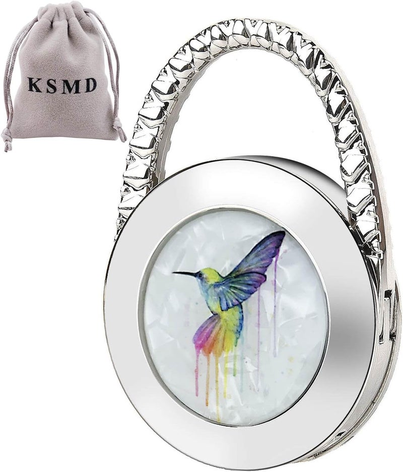 KSMD Purse Hooks for Table and Bars,Portable Purse Hanger Organizers Hooks Handbag Holder Pocketbook Holder Bag Storage for Desk Bag Hook,Foldable Folding Table Hook Hanger (Hummingbird) - Image 1